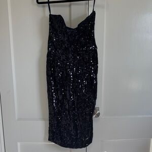 French Connection Navy Strapless Sequin Dress